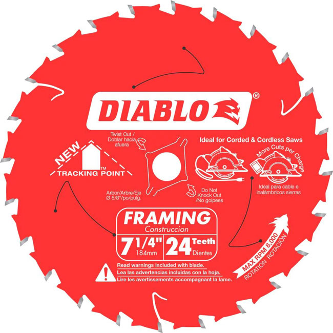 Diablo 7-1/4 Inch by 24 Tooth Framing Blade from Columbia Safety