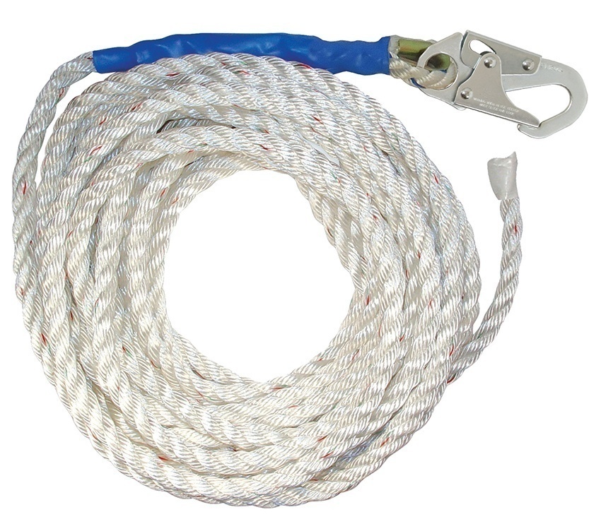 FallTech 3-Strand Vertical Lifeline with Snap Hook and Taped End from Columbia Safety