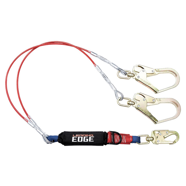 FallTech 6 Foot Leading Edge Cable Energy Absorbing Lanyard with Double-leg Swivel Connectors and SRL D-ring from Columbia Safety