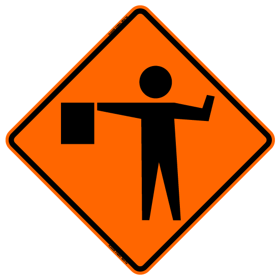 Bone Safety Flagger Ahead Symbol Sign - Orange from Columbia Safety
