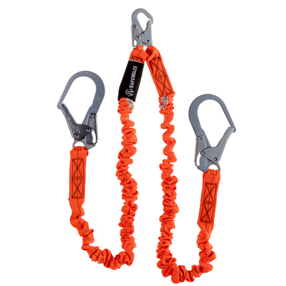 Safewaze V-Line 6 Foot Low-Profile Twin Leg Lanyard with Pelican Hooks from Columbia Safety