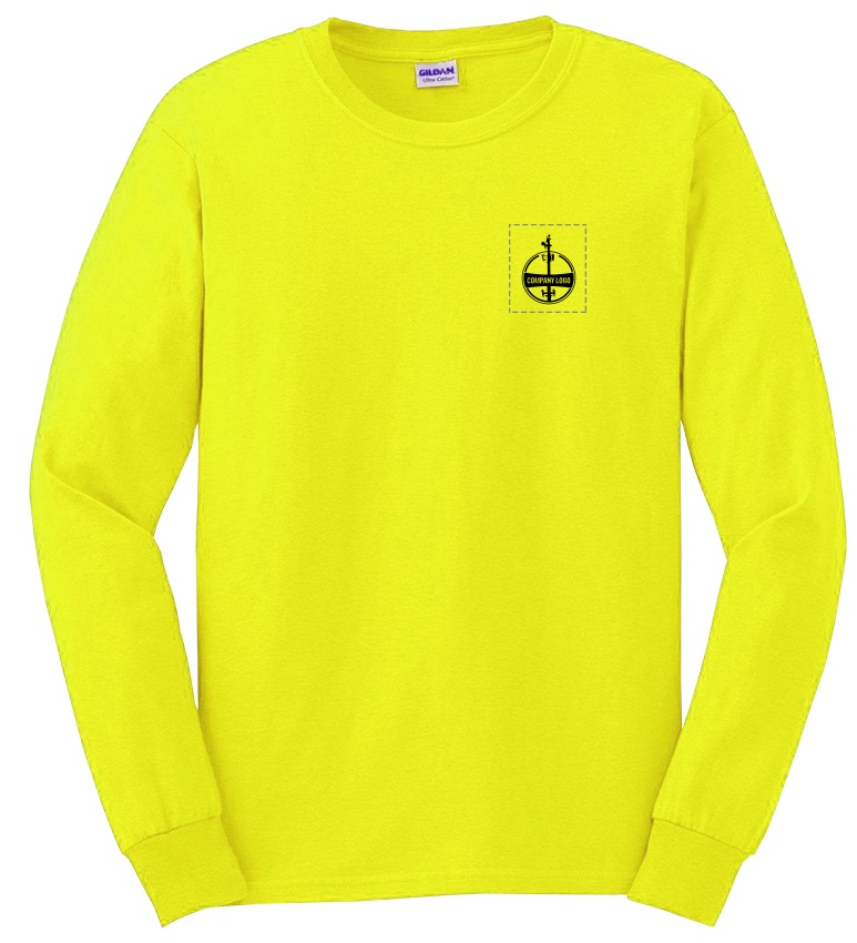 Custom Company Logo Hi-Vis Yellow Long Sleeve T-Shirt from Columbia Safety