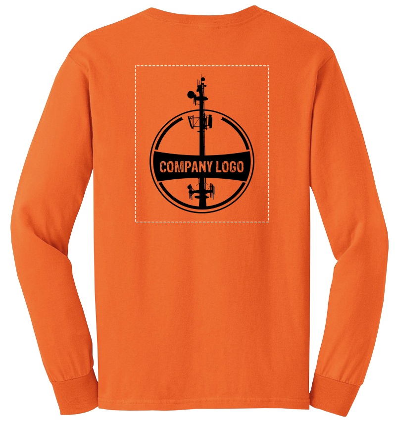 Custom Company Logo Hi-Vis Orange Long Sleeve T-Shirt from Columbia Safety