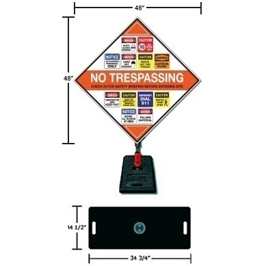 Construction Job Site Safety Sign and Portable Base from Columbia Safety