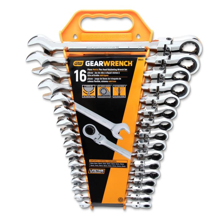 GearWrench 16 Piece Flex Head Ratcheting Combination Metric Wrench Set from Columbia Safety