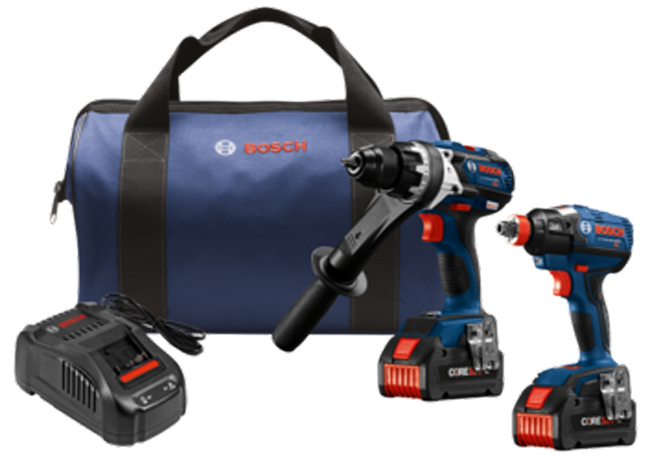 Bosch 18V 2-Tool Combo Kit with Brute Tough 1/2 Inch Hammer Drill and Two-In-One Bit/Socket Impact Driver | GXL18V225B24 from Columbia Safety