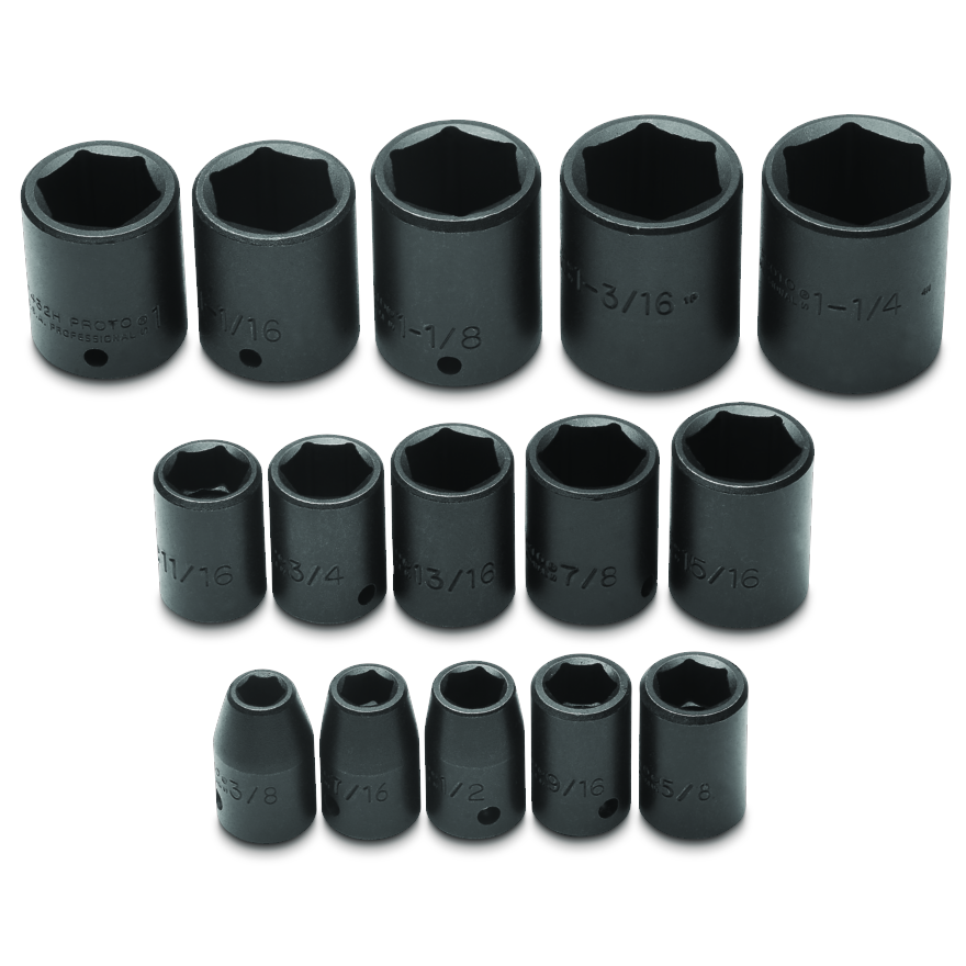 Proto 1/2 Inch 15 Piece 6 Point Impact Socket Set from Columbia Safety