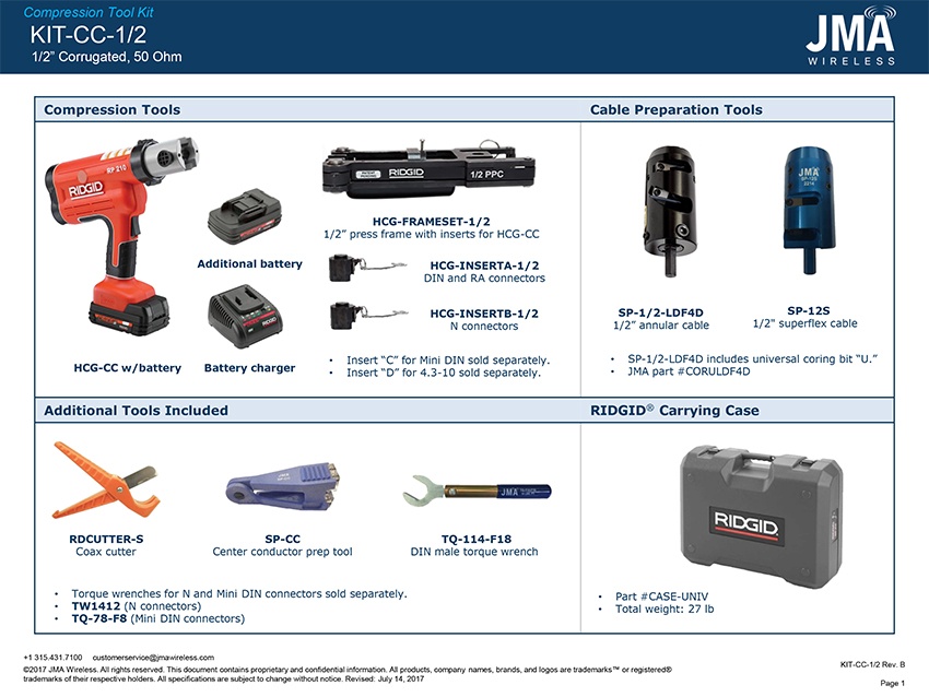 JMA Wireless Half Compression Tool Kit from Columbia Safety