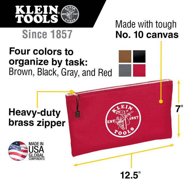 Klein Tools Zipper Canvas Pouches (4 Pack) from Columbia Safety