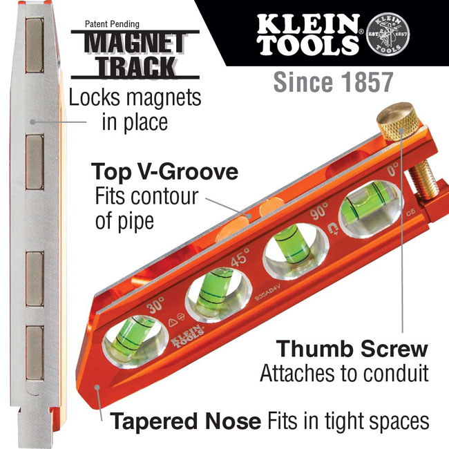 Klein Tools ACCU-BEND 4 Vial Level from Columbia Safety