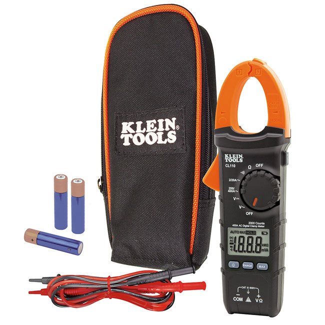 Klein Tools CL110 Digital Clamp Meter, AC Auto-Ranging 400 AMP from Columbia Safety