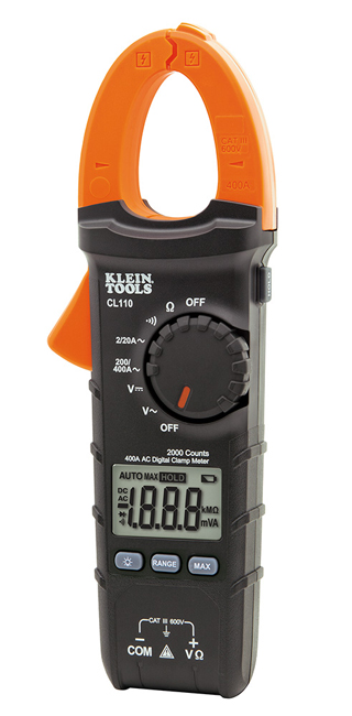Klein Tools CL110 Digital Clamp Meter, AC Auto-Ranging 400 AMP from Columbia Safety