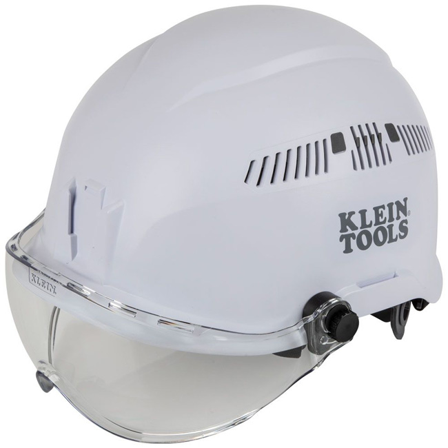 Klein Tools White Vented Helmet with Visor Kit from Columbia Safety