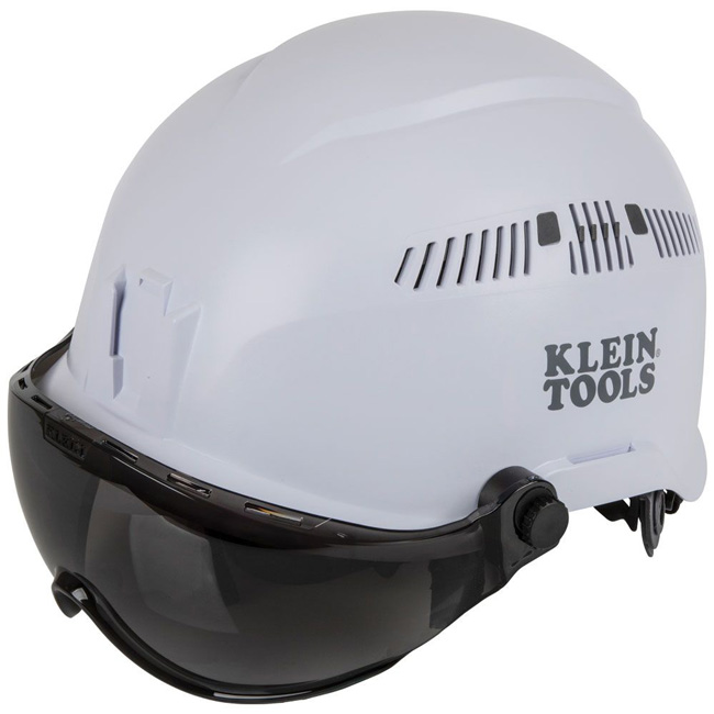 Klein Tools White Vented Helmet with Visor Kit from Columbia Safety