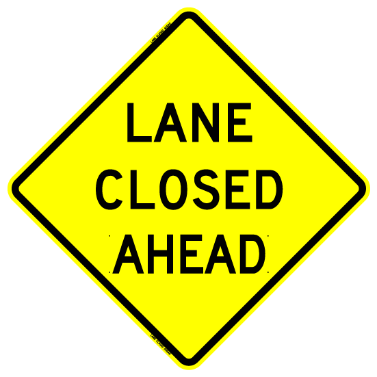 Bone Safety 'Lane Closed Ahead' Sign - Yellow from Columbia Safety