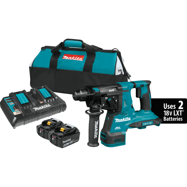 Makita 18V X2 LXT Lithium-Ion Brushless Cordless 1-1/8 Inch AVT Rotary Hammer Kit from Columbia Safety