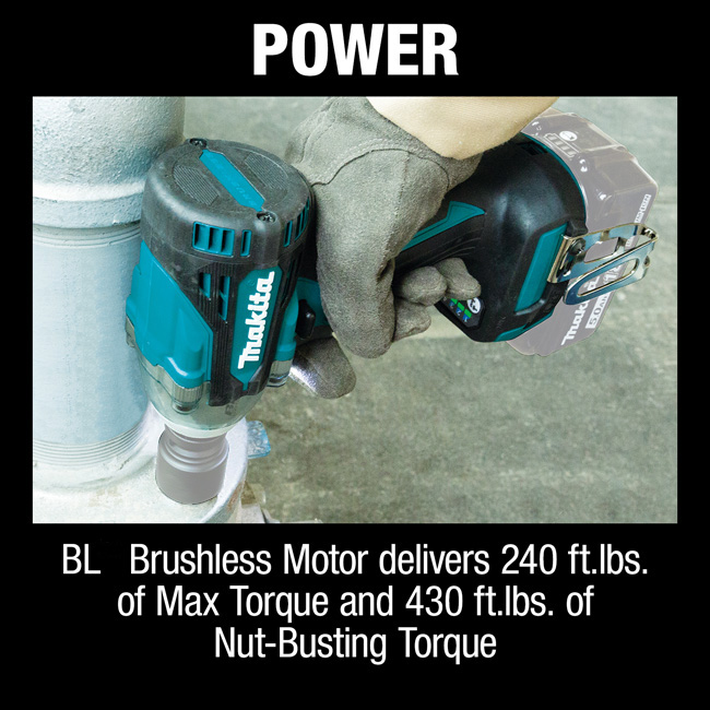Makita 18V LXT Lithium-Ion Brushless Cordless 4-Speed 1/2 Inch Square Drive Impact Wrench with Detent Anvil (Bare Tool) from Columbia Safety