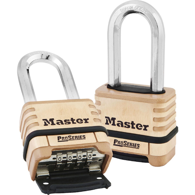 Master Lock 2-1/4 Inch (57mm) ProSeries Brass Resettable Combination Padlock with 2-1/16 Inch (53mm) Shackle from Columbia Safety