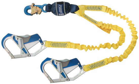 DBI Sala 1246415 Force2 Twin Leg Shock Absorbing Lanyard with Comfort Grip Hooks from Columbia Safety