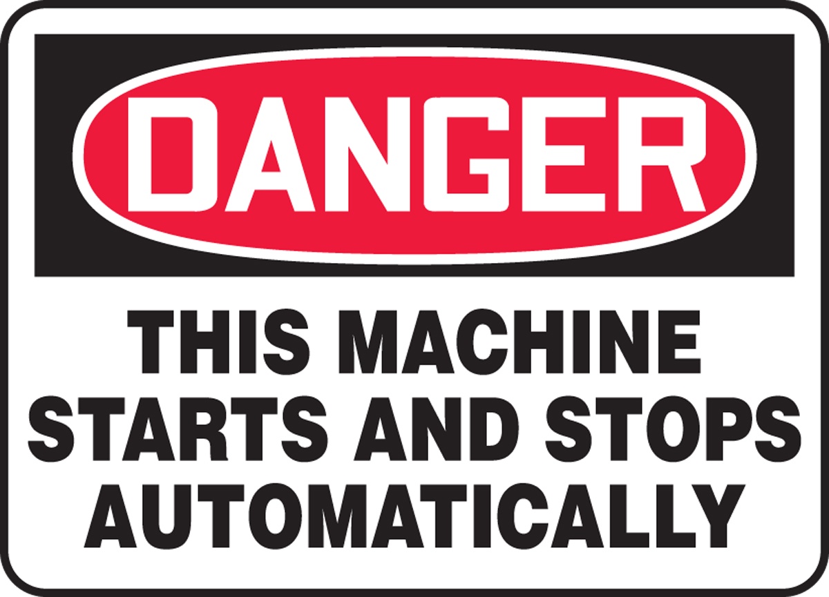 Accuform 'Danger This Machine Starts and Stops Automatically' Plastic Sign from Columbia Safety