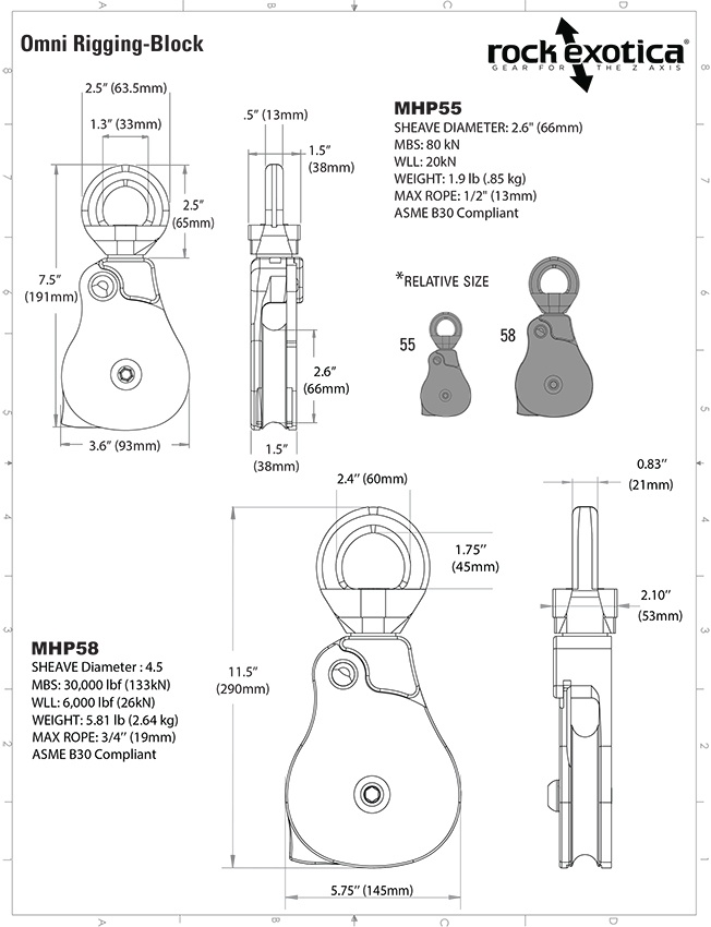 Rock Exotica Omni-Block 4.5 Inch Rigging Pulley / Material Handling Block from Columbia Safety