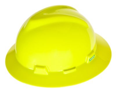 MSA V-Gard Slotted Full Brim Hard Hat with Fas-Trac III Suspension - Hi-Viz Yellow from Columbia Safety