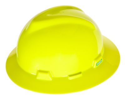 Msa V Gard Slotted Full Brim Hard Hat With Fas Trac Iii Suspension