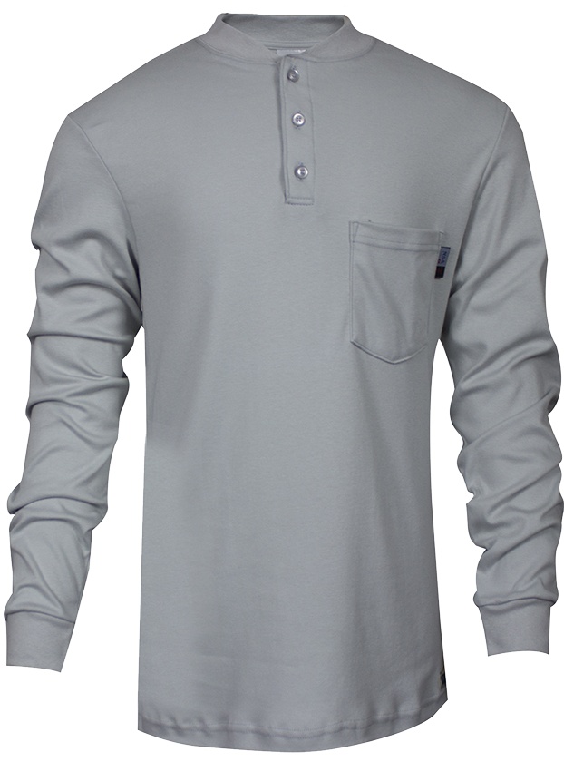 National Safety Apparel FR Classic Cotton Gray Henley Shirt from Columbia Safety