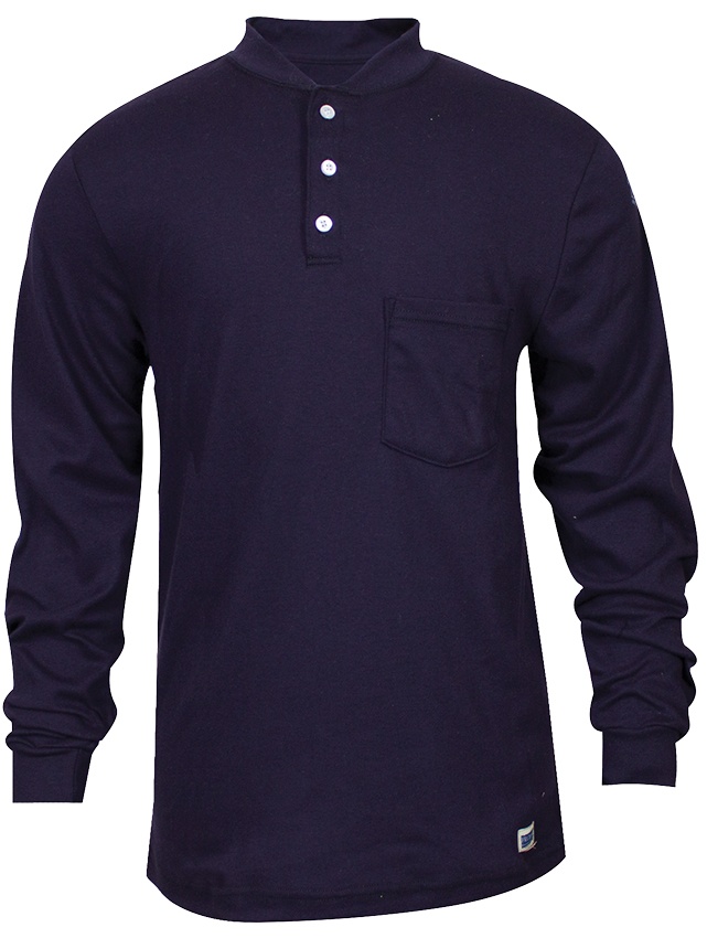National Safety Apparel FR Classic Cotton Navy Henley Shirt from Columbia Safety