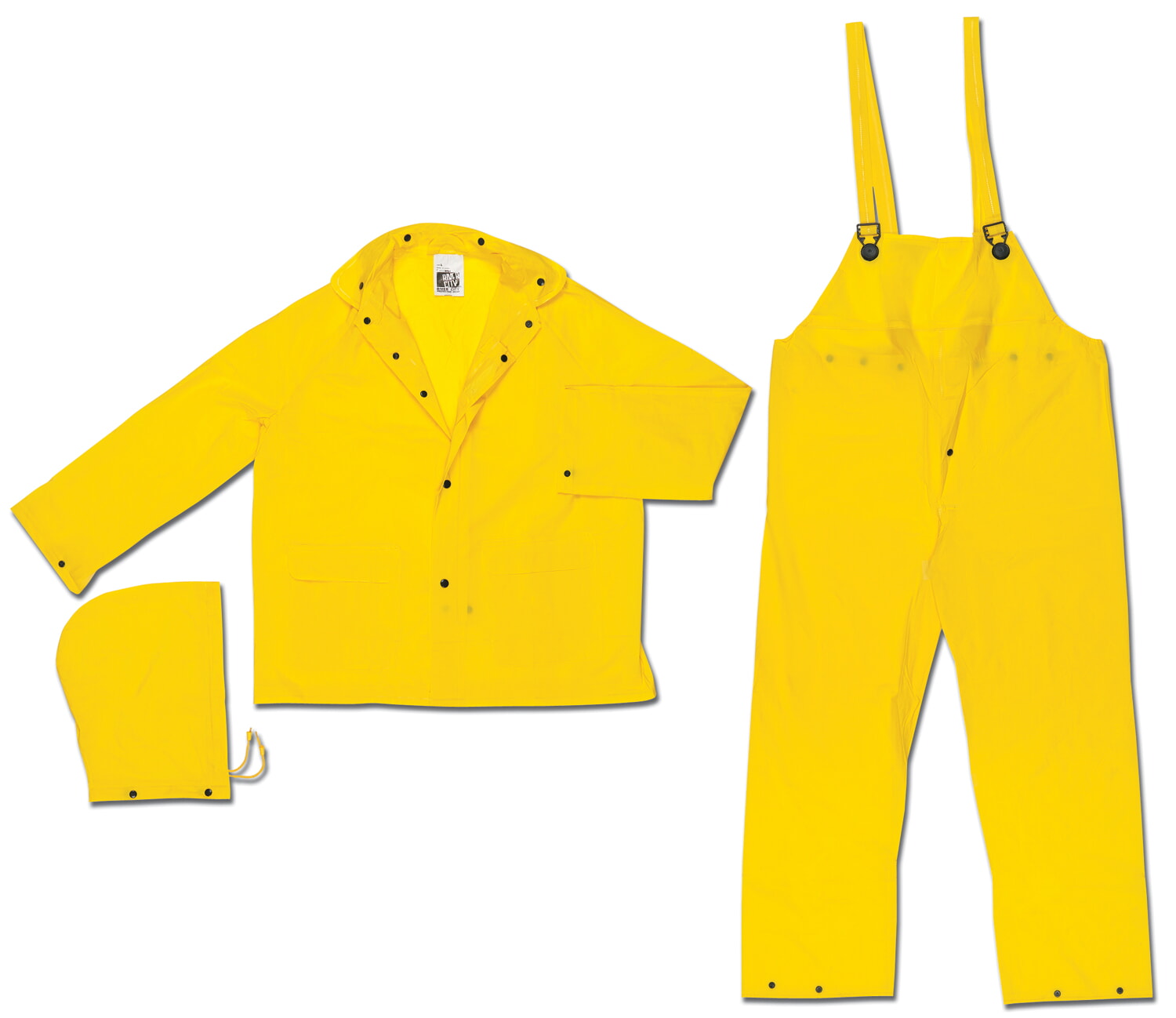 MCR Safety .20mm Squall 3 piece Yellow PVC suit with Detachable Hood, Snap Front Jacket & Bib Pant from Columbia Safety