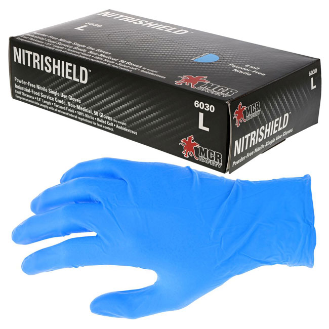 MCR Safety 6030 NitriShield Disposable Grade Gloves-8 Mil (Box of 50) from Columbia Safety