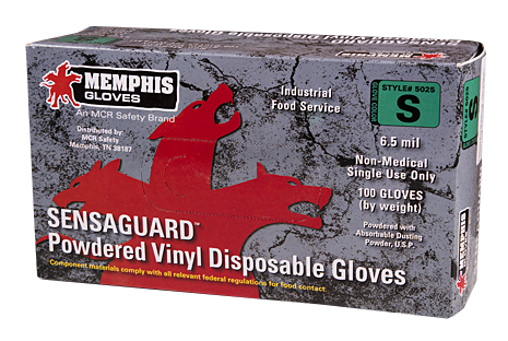 MCR Safety 5025 Sensaguard Disposable Vinyl Industrial Grade Gloves - 6.5 Mil - Powdered - Green from Columbia Safety