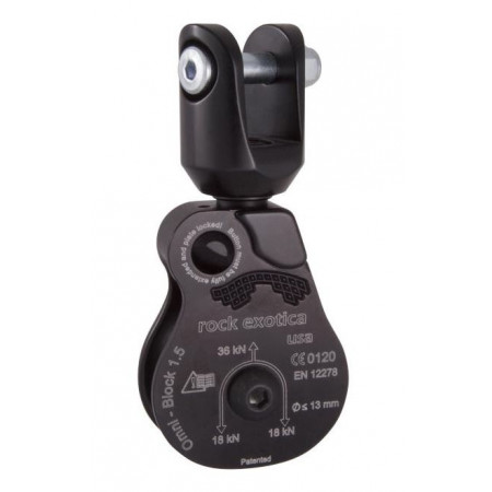Rock Exotica P51 SH Omni-Block Swivel Pulley, 1.5 in. Shackle Top-Black from Columbia Safety