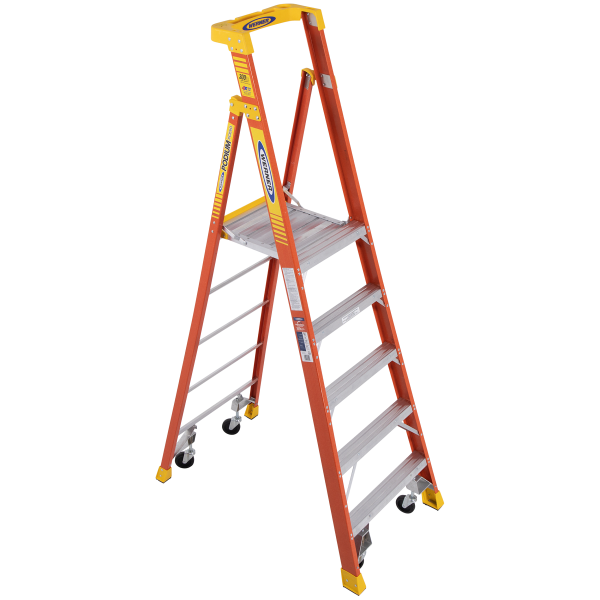 Werner 11 Foot Reach Height Fiberglass Podium Ladder 5 Foot Type IA from Columbia Safety