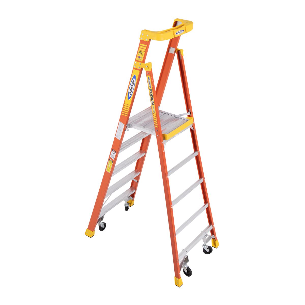 Werner 11 Foot Reach Height Fiberglass Podium Ladder 5 Foot Type IA from Columbia Safety