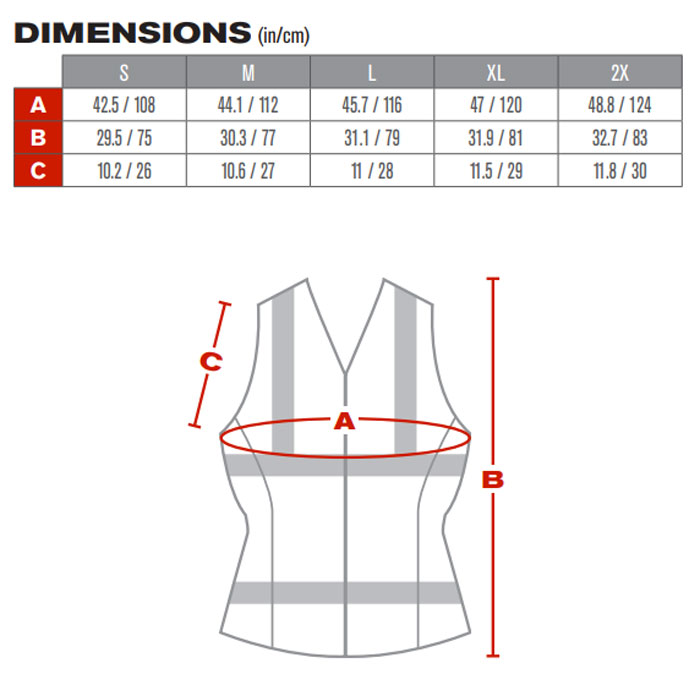 PIP Vest Sizing from Columbia Safety