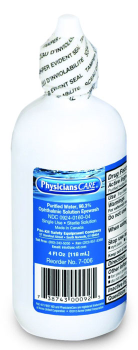 First Aid Only Eye Wash Solution, Screw Top from Columbia Safety