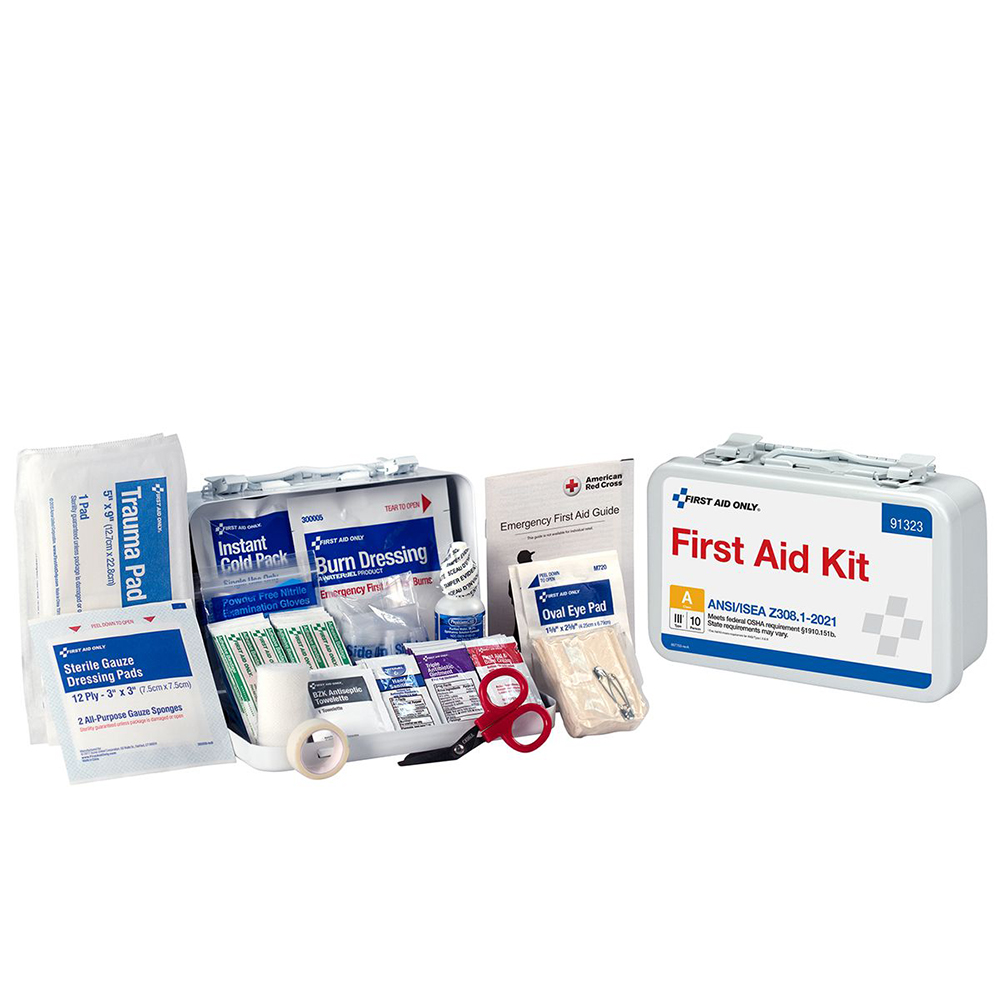 First Aid Only ANSI A 10 Person Metal ANSI 2021 Compliant First Aid Kit from Columbia Safety