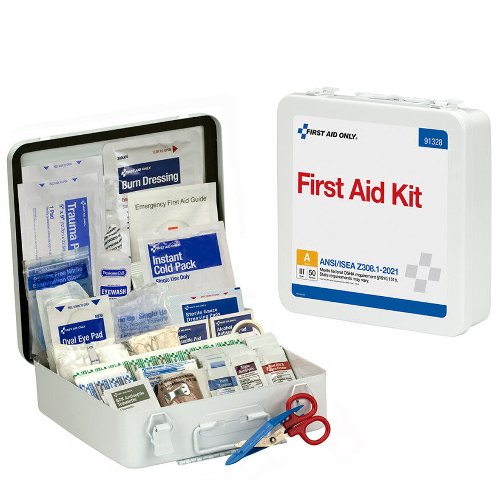 First Aid Only ANSI A 50 Person Metal ANSI 2021 Compliant First Aid Kit from Columbia Safety