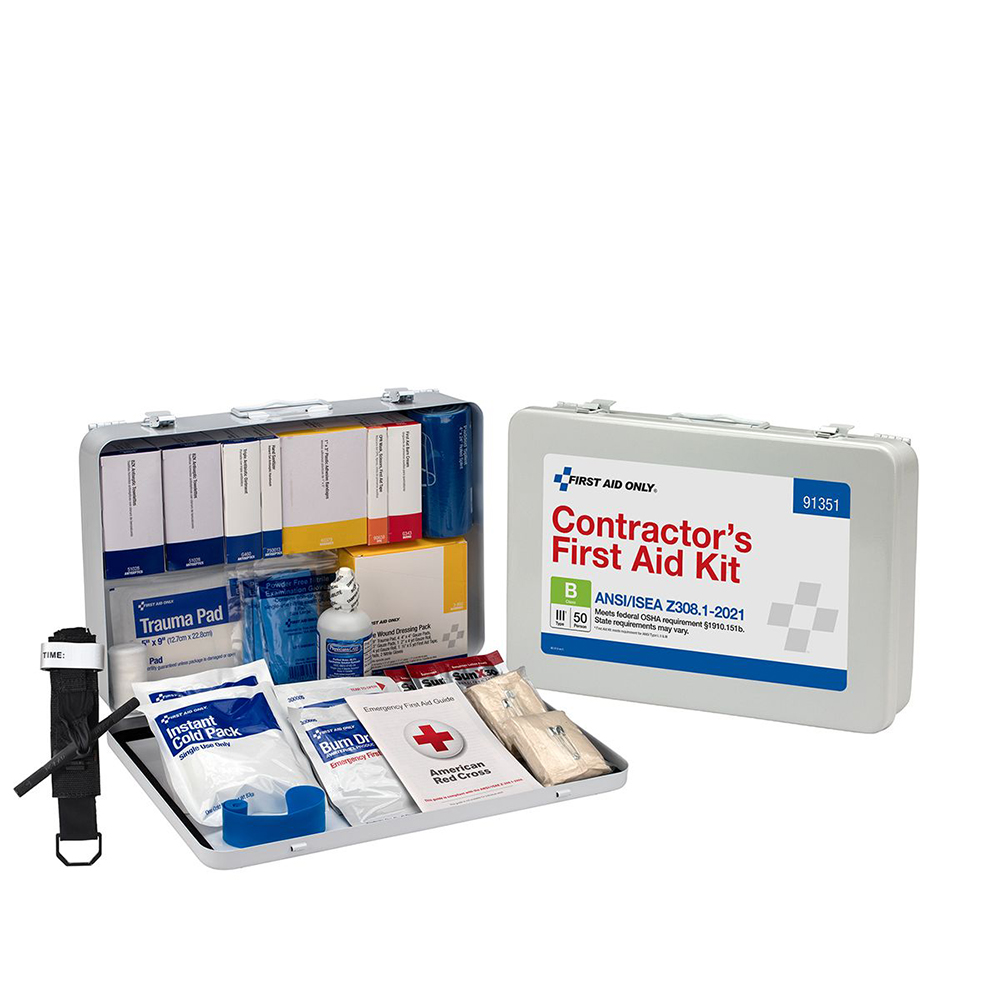 First Aid Only ANSI B 50 Person Contractor Metal ANSI 2021 Compliant First Aid Kit from Columbia Safety