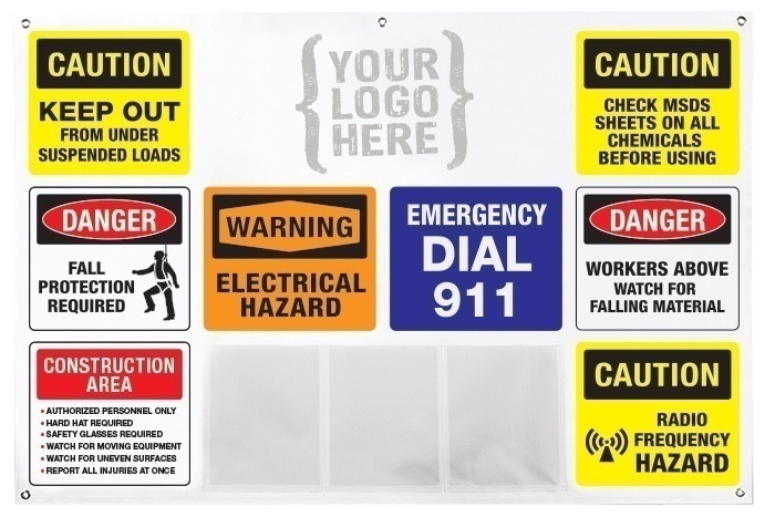 Job Site Safety Banner with Pockets, Custom Logo from Columbia Safety