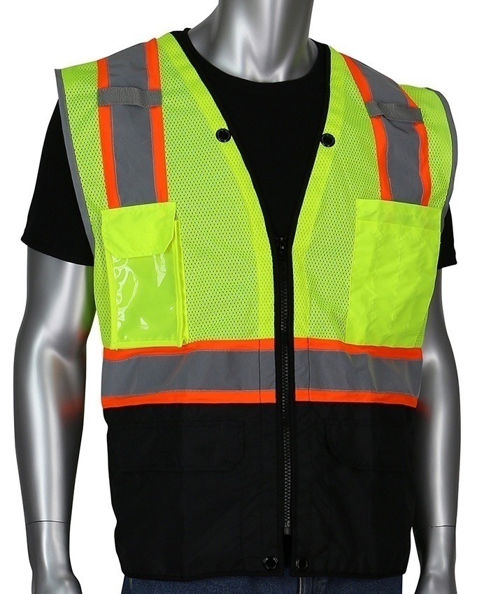 PIP ANSI Class 2 Two Tone 11 Pocket Orange Surveyors Vest from Columbia Safety