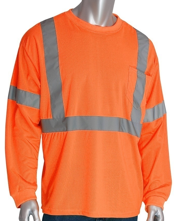 PIP ANSI Class 3 Hi-Vis Orange Long Sleeve T-Shirt from Columbia Safety