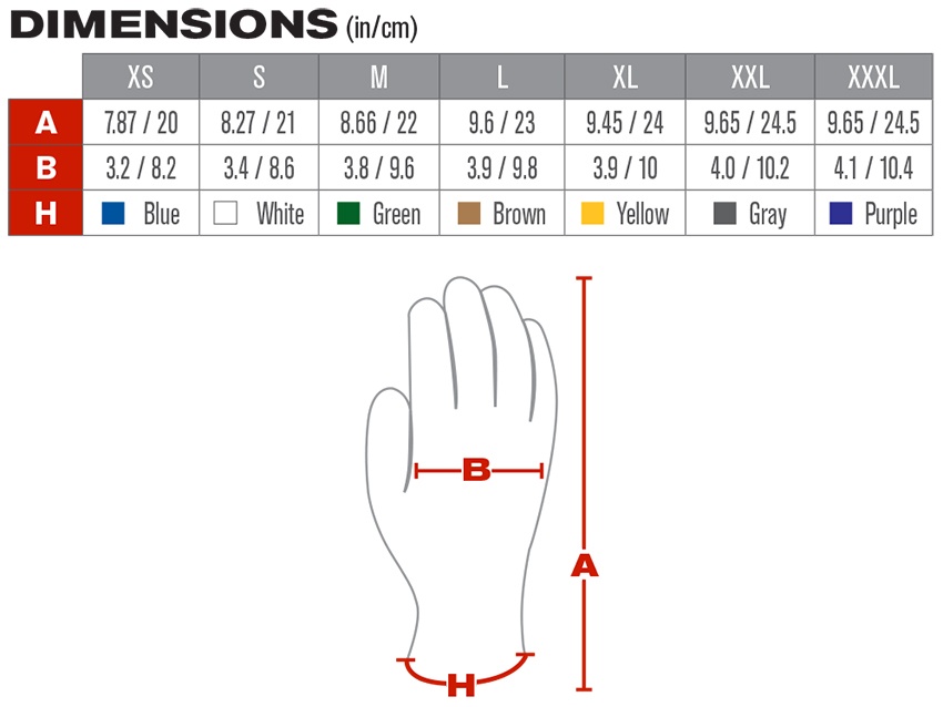 MaxiCut Ultra A3 Cut Resistant Gloves (12 Pair) - Sizing Chart from Columbia Safety