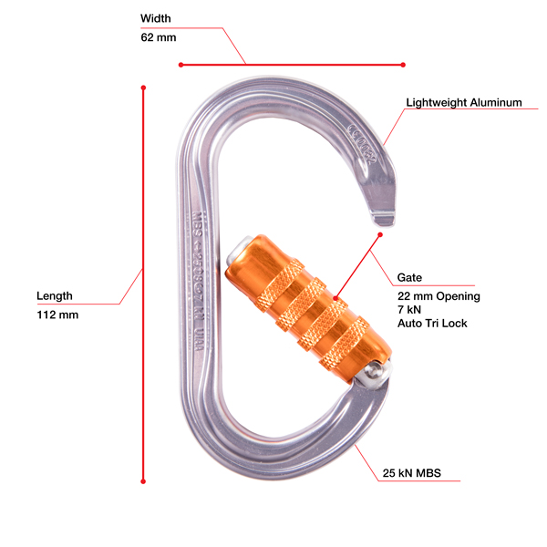 Petzl OK Aluminum Oval Carabiner Triact-Lock from Columbia Safety