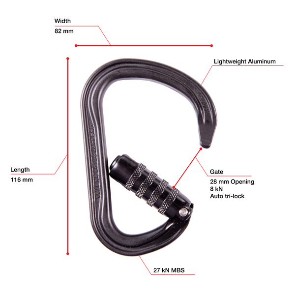 Petzl WILLIAM Asymmetrical Aluminum Carabiner from Columbia Safety