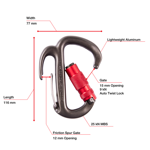 Petzl M42 FREINO Carabiner with Friction Spur for Descenders from Columbia Safety