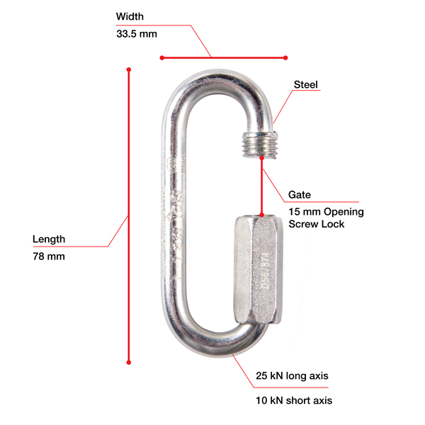 P15 Petzl Oval Steel Screw Lock from Columbia Safety