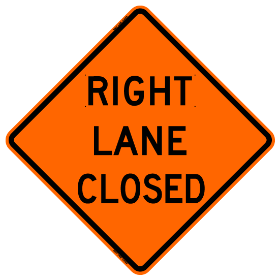 Bone 'Right Lane Closed' Sign from Columbia Safety
