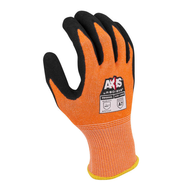 Radians AXIS Cut Protection Level A7 Sandy Nitrile Coated Glove from Columbia Safety